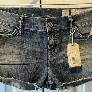 NWT HOT Vintage All Saints Spitalfields Woburn Hotpant in blue. Size 29/32.
